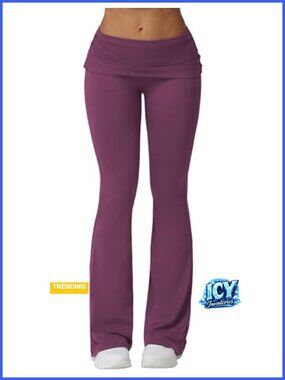 Fold Over Flare Leggings Slim Fit Bell Bottom Yoga Pants